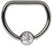 Brust Piercing Titan D-Ring 1,6 x 12 mm mit 5 mm Steinkugel in klar