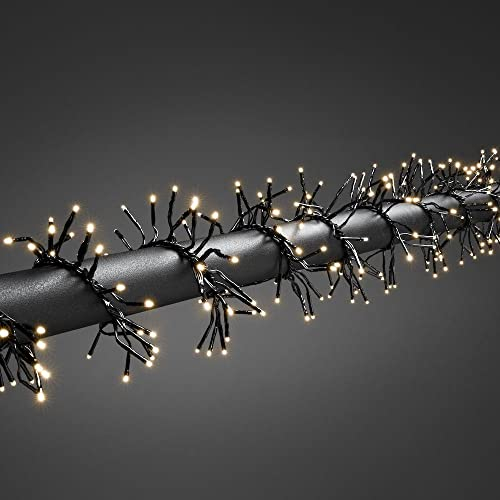Konstsmide Micro LED Büschelllichterkette Cluster, mit 8 Funktionen, Steuergerät und Memoryfunktion, 1536 warm weiße Dioden, 36V Außentrafo, schwarzes Kabel - 3865-100, Warmweiß