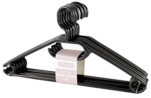 Sustania KleBü - Kleiderbügel 10 Stück in schwarz | Wäschebügel aus Kunststoff - Made in Germany