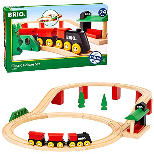 33424 BRIO Classic Deluxe-Set - Eisenbahnzubehör Holzeisenbahn - Empfohlen für Kinder ab 3 Jahren