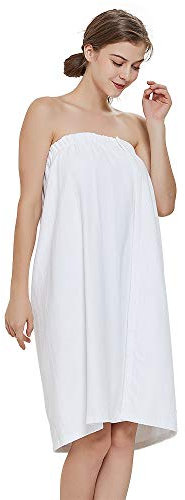 Top Tie Asciugamano da bagno per doccia in spugna di cotone da donna in cotone avvolgente-bianco-S/M