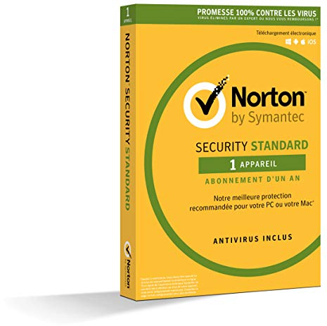 NortonLifeLock Security Standard 2018 - Antivirus 1 an pour PC, Mac ou appareil mobile, compatible avec Windows, Mac OS, Android ou iOS - 1 appareil - Envoi postal