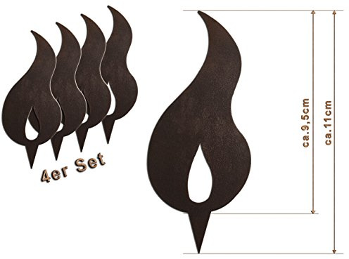 Edelrost Deko-Flamme 4er Set (Eine Spitze) Größe S/ 11cm: Wunderschöner Deko-Artikel für Ihre Wohnung - Weihnachts-Deko von Manufakt-Design