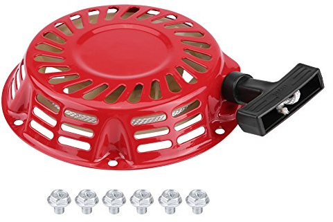 KIMISS Rückstoßstarter-Seilzugstarter-Baugruppe,Rasenmäher Rückstoßstarter Metall Seilzug Starter für 2 kW 168F Benzingenerator(Rot)