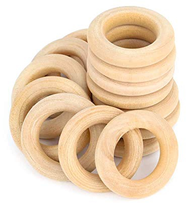 Ruby Naturholzringe, 50 Stück, für DIY, Basteln (Ø 30 mm)