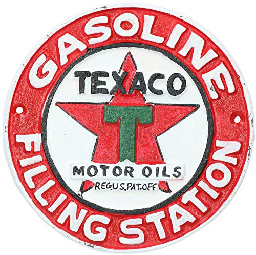 Texaco Round Cast Iron Sign Plaque Wall Garage Workshop Shop Petrol Station