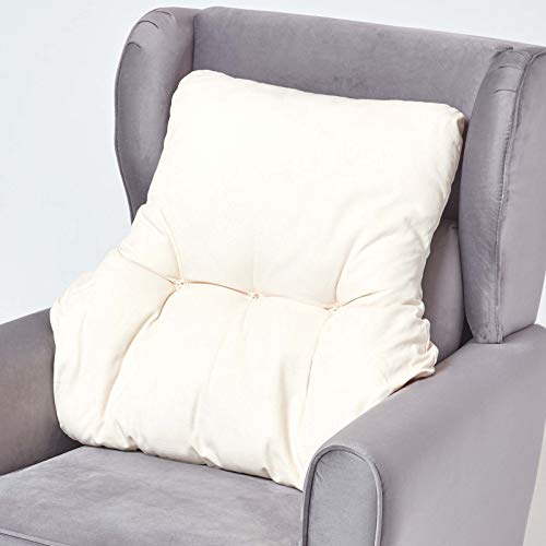 Homescapes Sessel-Rückenkissen Creme 68x58 cm, Lendenkissen Sofa, 15 cm Dickes Rückenstützkissen Bett mit Baumwollbezug