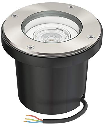 ledscom.de Boden-Einbauleuchte BOFU für außen schwenkbar Edelstahl rund IP67 150mm Ø inkl. LED Lampe (warmweiß, 5,4W, 510lm, 50°)