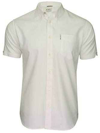 Ben-Sherman Mens Short Sleeve Button Down Collar Oxford Shirt 59140 - White