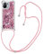 MRSTER Handykette Kompatibel mit Xiaomi Mi 11, Glitzer Flüssig Bewegende Treibsand Handyhülle mit Necklace mask Lanyard Schutzhülle für Xiaomi Mi 11 5G. LP Love Rose