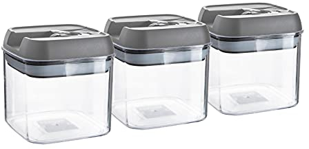 Argon Table Food Storage Containers with Airtight Flip Lock Lids - 500ml - Grey - 6 Pack - Plastic Kitchen Storage Tupperware Pantry Food Organiser for Cereal, Oats, Sugar, Coffee, Biscuits, Tea