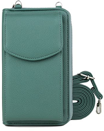 irisaa Kleine Handy Umhängetasche, Geldbörse Damen Brieftasche RFID Schutz Crossbody Handytasche Reisepass mit Kartenfächern und Verstellbarem Schultergurt, Damen Tasche:weich-grün