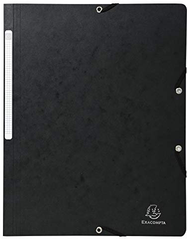 Exacompta - Réf. 5561E - Carton de 25 chemises à élastiques sans rabat - pochettes en carte lustrée 400 g/m2 - dimensions 24 x 32 cm pour documents au format A4 - couleur noir