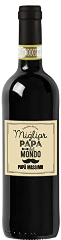 Vino Nobile di Montepulciano DOCG in bottiglia personalizzata per lui - Idea regalo originale per uomo, festa del Papà, festa del Nonno, nuova nascita, compleanno e Natale. (0,75L, Baffi)
