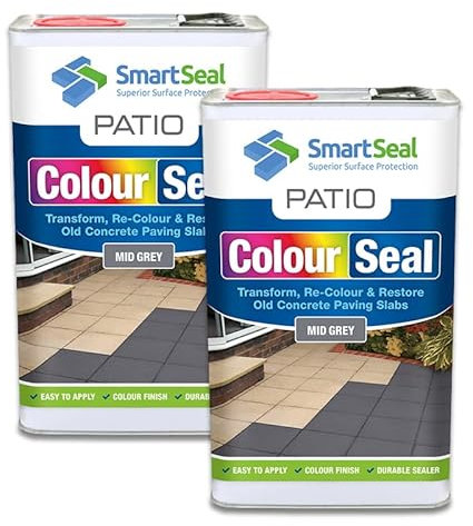 Patio ColourSeal - Restore Old Concrete Paving Slabs, Durable Paint & Sealer - Easy to Apply, Concrete Paint for Patio & Protective Sealer (Mid Grey - 2 x 5 Litre)
