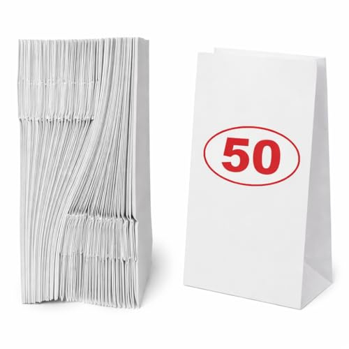 VEZODEK 50 Stück Papiertüten Klein 16x9x5cm, Es Kann wie Verwendet werden Popcorn, Kraftpapier, Geschenktüten Kindergeburtstag, Brottüten, Süßigkeiten