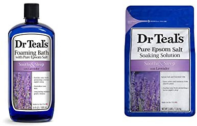 Dr Teal's Pure Epsom Salt Foaming Bath Lavender, & Dr Teal's Pure Epsom Salt Soothe and Sleep with Lavender Bundle
