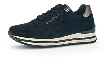 Gabor Damen Low-Top Sneaker, Frauen Halbschuhe,Wechselfußbett,Komfortable Mehrweite (H),straßenschuhe,Turnschuhe,schwarz/fumo,38 EU / 5 UK