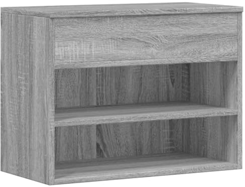 vidaXL Schuhbank, Schuhschrank mit viel Stauraum, Schuhregal für Flur Eingangsbereich, Sitzbank Flurbank Schuhe, Grau Sonoma Holzwerkstoff
