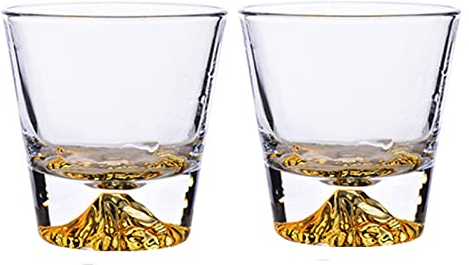 ZOEDT Lot de 2 Verres à Whisky, Tasses à Neige du Mont Fuji, Emballage Cadeau Belle Forme, pour Cocktail Bourbon Scotch Whisky Irlandais Cognac, Cadeaux Uniques pour Homme