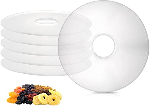 ZOOFOX 6 Pack Fruit Roll Sheets, Round Plastic Dehydrator Sheets with Edges, Reusable Dryer Mats for Fruit Leather, Meat, Beef jerky, Herb, Vegetable, BPA-Free