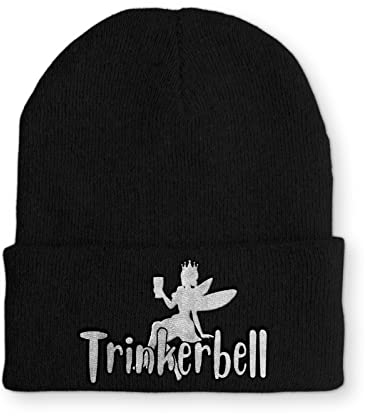 tshirtladen Trinkerbell Statement Spruchmütze Beanie Mütze für Damen und Herren, Farbe: Black