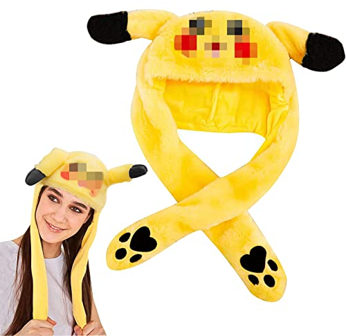 Moving Kaninchen Hut,Mütze Mit Beweglichen Ohren, Gelb Plüsch Bunny Hat,Leuchtende Hasenohren Hut mit Wackelohren Beweglichen Ohren,Beste Ausrüstung und Geschenk für Partys, Hochzeiten Cosplay(A)