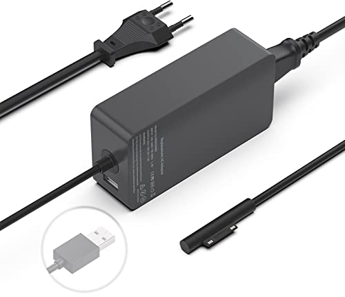 65W Surface Ladekabel Netzteil für Surface Pro 11 10 9 8 7 7+6 5 4X, Microsoft Ladegerät Laptop Surface Book 1 2 3, Windows Surface Go 4/3/2 Model 1706 1796 1800 15V 4A Netzteil Kabel