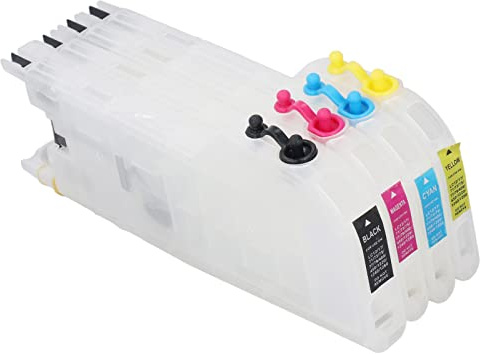 Natudeco 4Pcs Leere Drucker Tintenpatrone Nachfüllbare Tinte Drucker Buntes Druckzubehör Set Kit für Drucker LC38 LC39 LC16 MFC J625DW J940N B