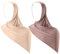 2 Stück Instant Hijab Jersey Hijab für Frauen Muslimischer Kopftuch Leicht Lang Weich Hijab Schal Stretch Einfarbig Schal Wrap, Beige, Khaki.