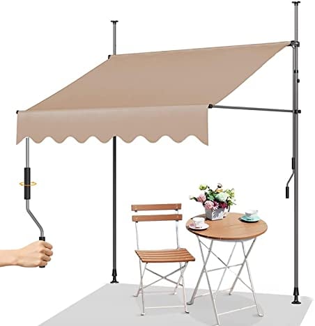 Klemmmarkise, Markise Balkon Ohne Bohren, Sonnenschirmunterstand mit Kurbelgriff, wasserdichte Markise (Color : Beige, Size : 400cm)