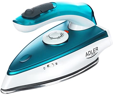 Adler Europe AD5035 Ferro da Stiro da Viaggio Compatto con Manico Pieghevole 1700W Piastra in Acciaio Inossidabile - Funzione di Asciugatura Mini Ferro da stiro Serbatoio da 60 ml e Cavo da 1,94 m