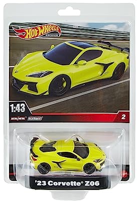 Hot Wheels Premium Corvette Z06, Fahrzeug im Maßstab 1:43, offiziell lizenzierte Replikate für erwachsene Sammler, Real-Riders-Reifen, Metall/Metall-Karosserie und -Fahrgestell, HMD48