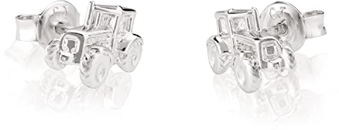 NKlaus Paar 10x7mm Ohrstecker Zugmaschine 925 Silber Traktor Ohrringe Unisex 3766