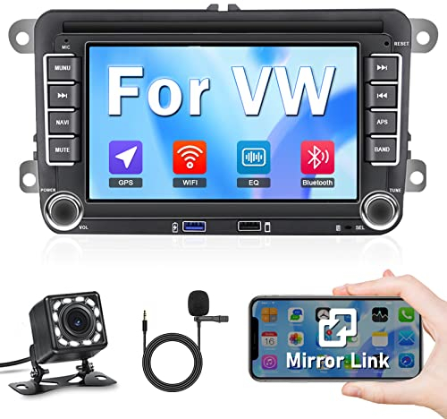 Hikity Android Autoradio mit Navi für VW Passat b6 b7 Golf 5 6 Plus Touran Seat Skoda Wireless Carplay Android Auto, 7Zoll Touchscreen Radio mit GPS WiFi Bluetooth Mirror Link FM EQ SWC Rückfahrkamera