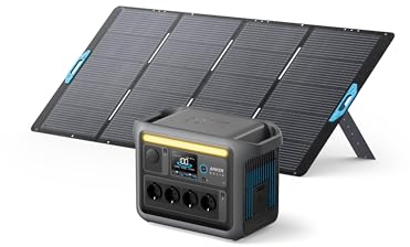 Anker SOLIX C1000 Estación Eléctrica Portátil y Panel Solar 400W Generador Solar 1800W Batería LFP (LiFePO4), 4 Tomas, 2400W Máx, para el hogar, cortes de energía y camping