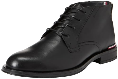Tommy Hilfiger Herren Low Boot Stiefel aus Leder, Schwarz (Black), 42