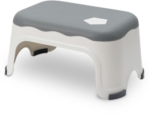 BUDDLEY Stufenhocker Grau M, Stufenhocker Kinder, Tritthocker Küche, Tritthocker Bad, Toilette Stufe, Kind Treppe, Erwachsene Tritthocker, Küche Treppenstufe (Grau)