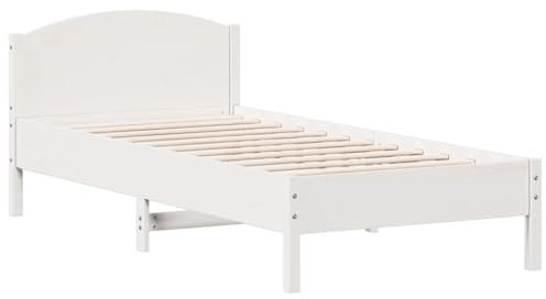 vidaXL Massivholzbett ohne Matratze Weiß 90x200 cm Kiefernholz