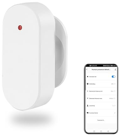 QXMH ZigBee Smart-Bewegungssensor, Tuya Wireless 24G mmWave Radardetektor App-Überwachung Lichtsensor, erfordert Zigbee-Hub, PIR-Kabel-Bewegungssensor für Home-Office-Garage (Zigbee)