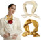 AWOCAN 2PCS Seidenschal Kopftuch für Frauen Square Taschentuch Square Bandana Halstuch Leichtes Halstuch (beige+gold)