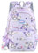 Roffatide Cartoon All Over Print Casual Rucksack Laptop Rucksack Fahrrad Reisen Wandern Rucksack Tagessack Lila (mit niedlichen Anhängern)