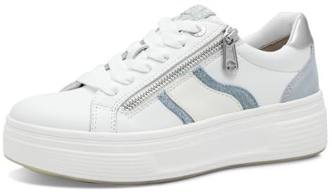Tamaris Comfort Damen Plateau Sneaker mit Reißverschluss Low Top, Mehrfarbig (Denim Comb), 40 EU