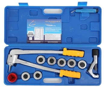 SUDEG Climatisation Plomberie Réfrigération Copper 7 Lever Tube Expander Kit,3/8,1/2,5/8,3/4,7/8,1,1-1/8 Écarteur de tubes avec 7 Têtes dexpansion pour Cuivre,Aluminium et autres Métaux doux