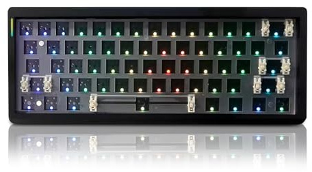 FKZ GMK61 60% Keyboard Kit,Hot Swappable PCB Custom RGB Gaming Keyboard Tri-Mode BT5.0/2.4Ghz/USB-C Wired Barebones Keyboard Gasket Mount 61 Keys Programmable Mechanical Keyboard DIY Kit (Black)