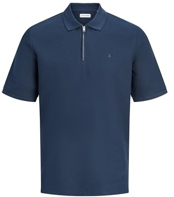 JACK & JONES Herren Male T-Shirt Einfarbig T-Shirt Jjeaustin Zip Polo Ss Sn (1er Pack)