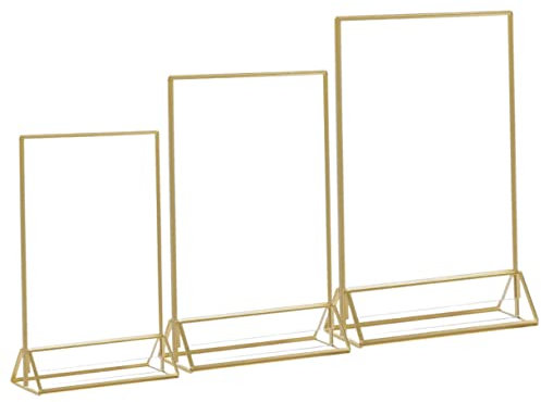 PLAFOPE 3stücke Teilige Metallbasis Klare Displayständer Transparent Tisch Displayhalter Abnehmbare Kartenhalter