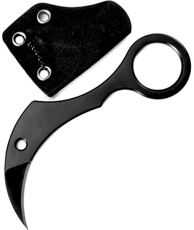 Kleines Handliches Werkzeug Stahl Messer Scharf Rutschfest Schwarz Survival Tragbare Camping Outdoor EDC Jagdmesser Gürtelmesser Tanto Neck Knife Leicht Feststehendes D2/Scheide