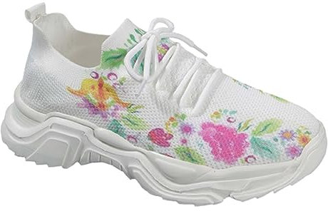 SRTUMEY Chaussures de sport d'automne pour femme - En maille confortable - Chaussures décontractées pour femme - Baskets blanches, rose, 40 EU