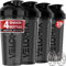 VELOMIX -4 PACK- 28 oz Shaker Cups for Protein Shakes - 4x Wire Whisk | BPA-Free & Dishwasher Safe | Leak Proof Protein Shaker Bottles for Protein Mixes | Large Blender Shaker Bottle Pack (Blacks)